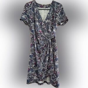 Lands' End Petite Vibrant Floral Faux Wrap Dress